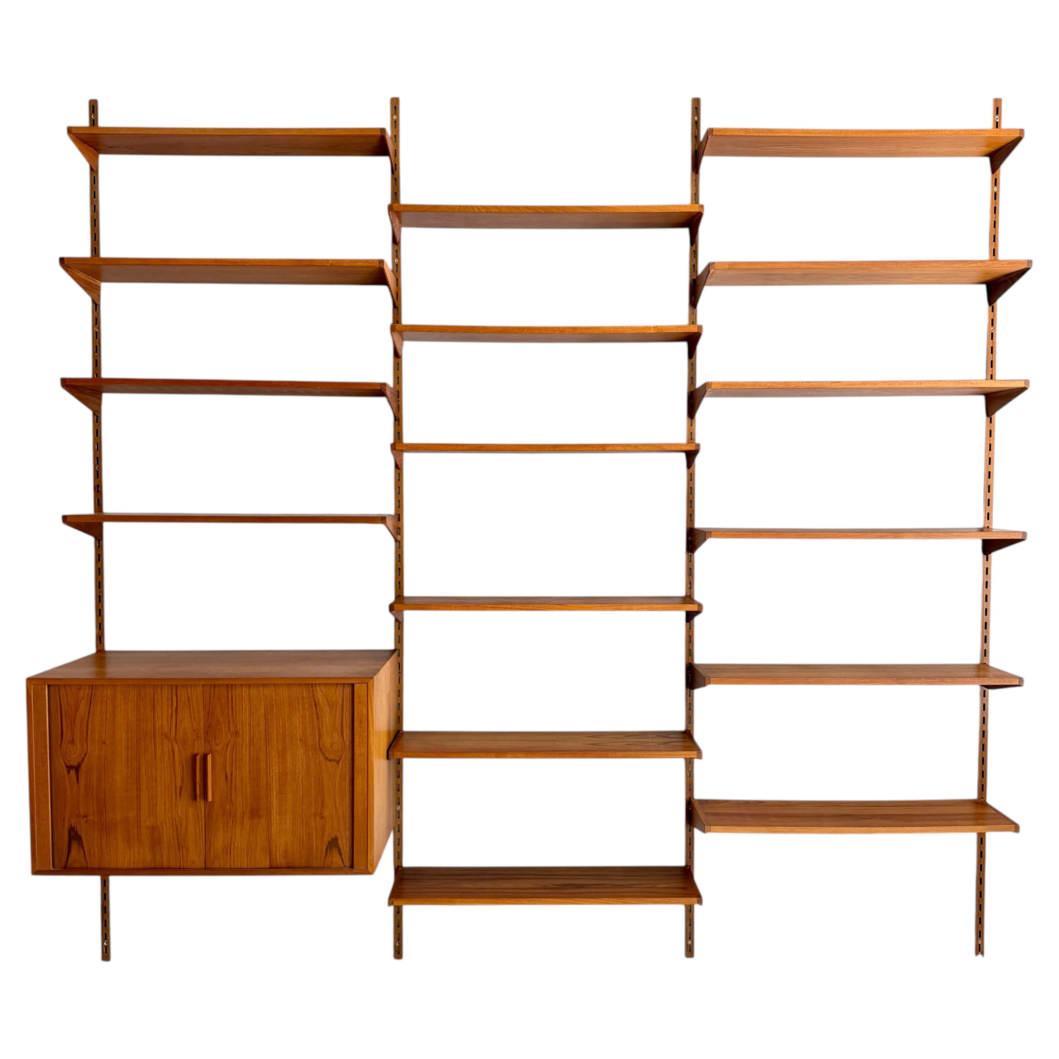 Large Kai Kristiansen FM Møbler Danish Teak Modular Wall System, 1960s