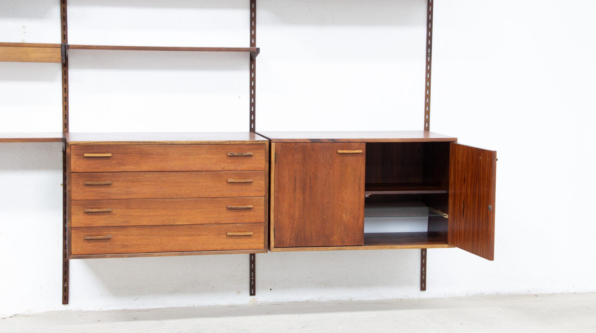 Grande bibliothèque en bois de rose Kai Kristiansen par FM furniture, 1960's Excellent état - En vente à LYON, FR