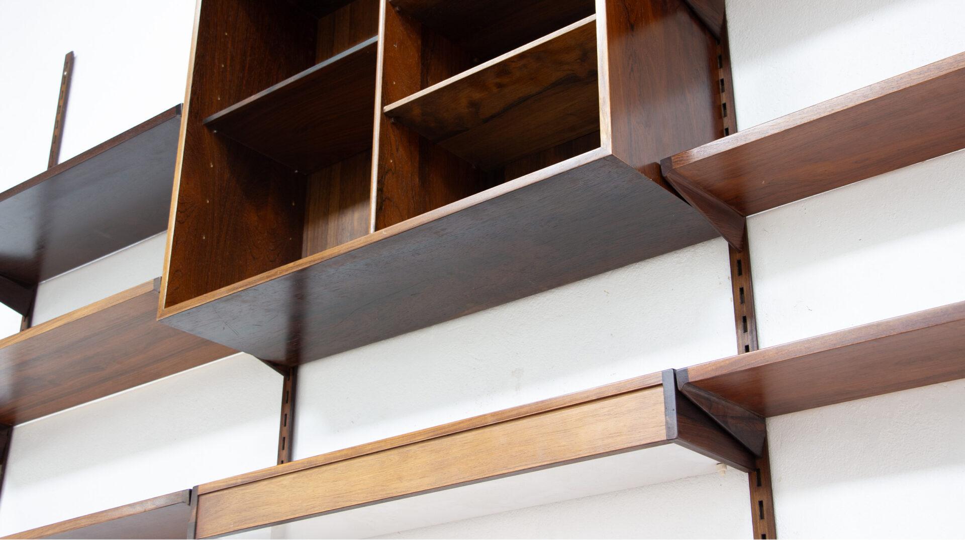 20ième siècle Grande bibliothèque en bois de rose Kai Kristiansen par FM furniture, 1960's en vente