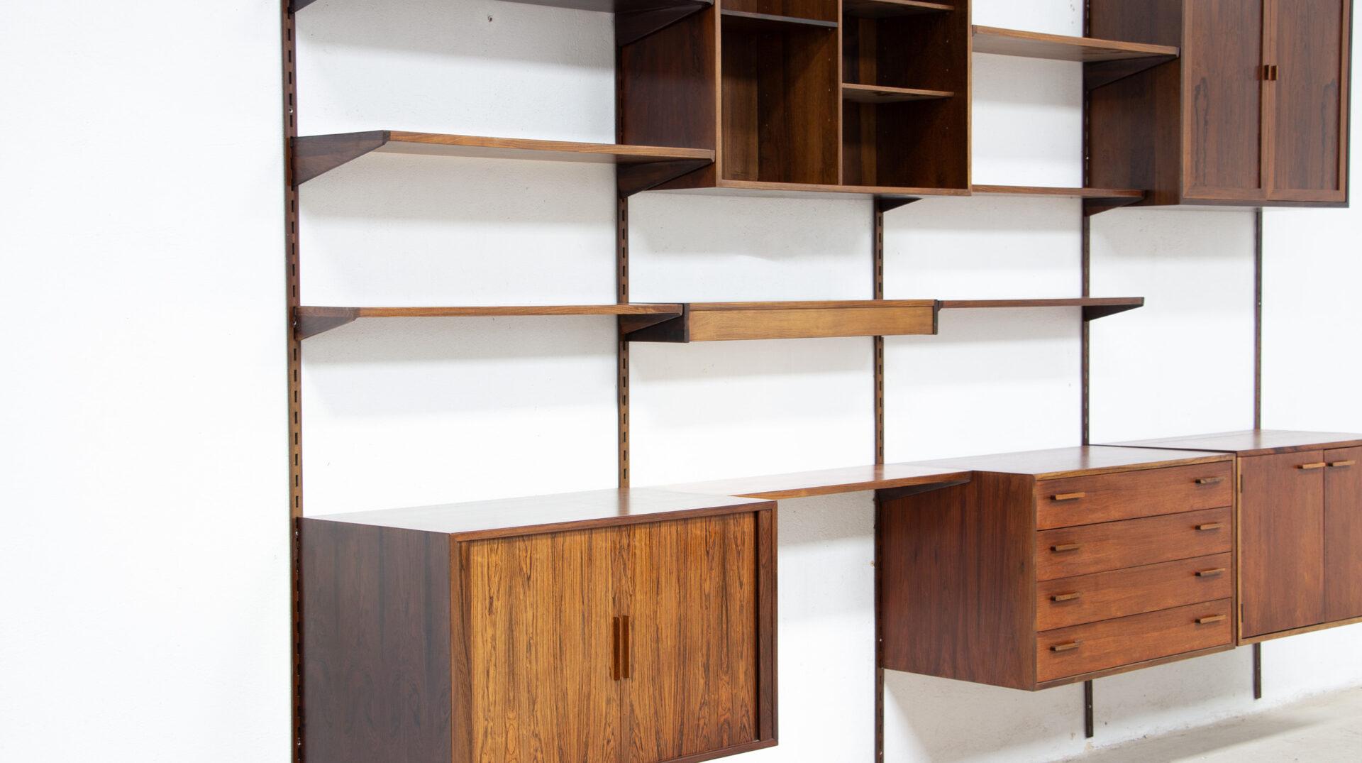 Bois de rose Grande bibliothèque en bois de rose Kai Kristiansen par FM furniture, 1960's en vente