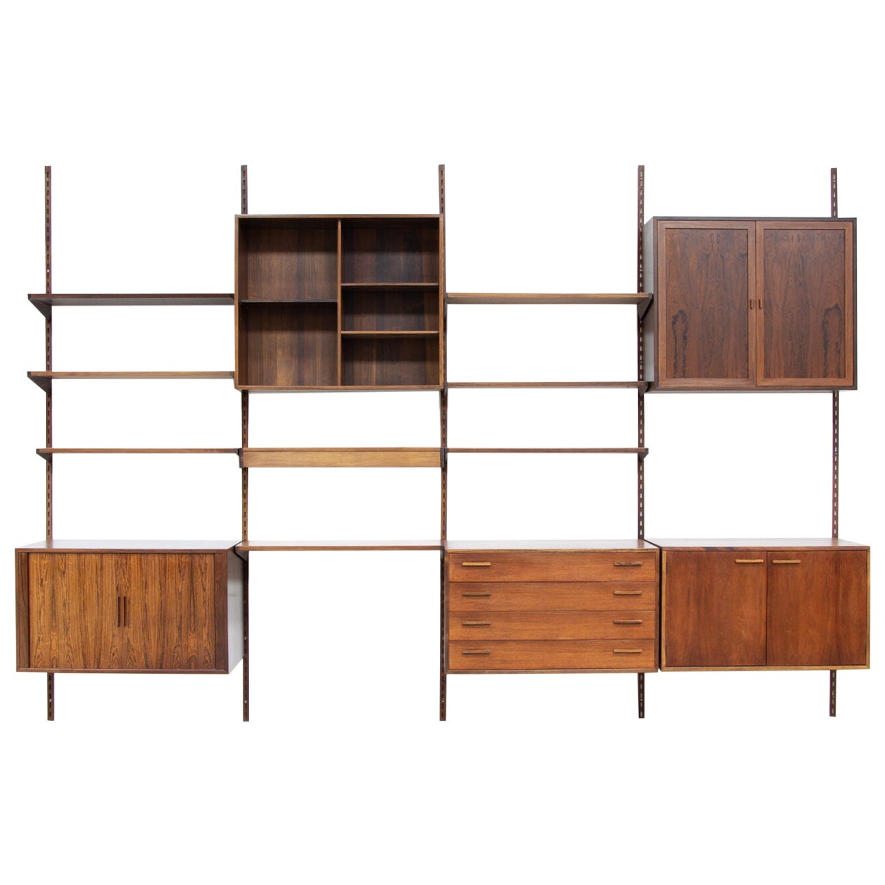 Grande bibliothèque en bois de rose Kai Kristiansen par FM furniture, 1960's