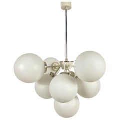 Large Kaiser Midcentury White 9-Arm Space Age Chandelier, 1960s, Germany