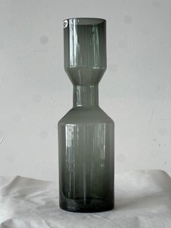 Large Kaj Franck Gray Midcentury Glass Vase Nuutajarvi Nottsjo Finland