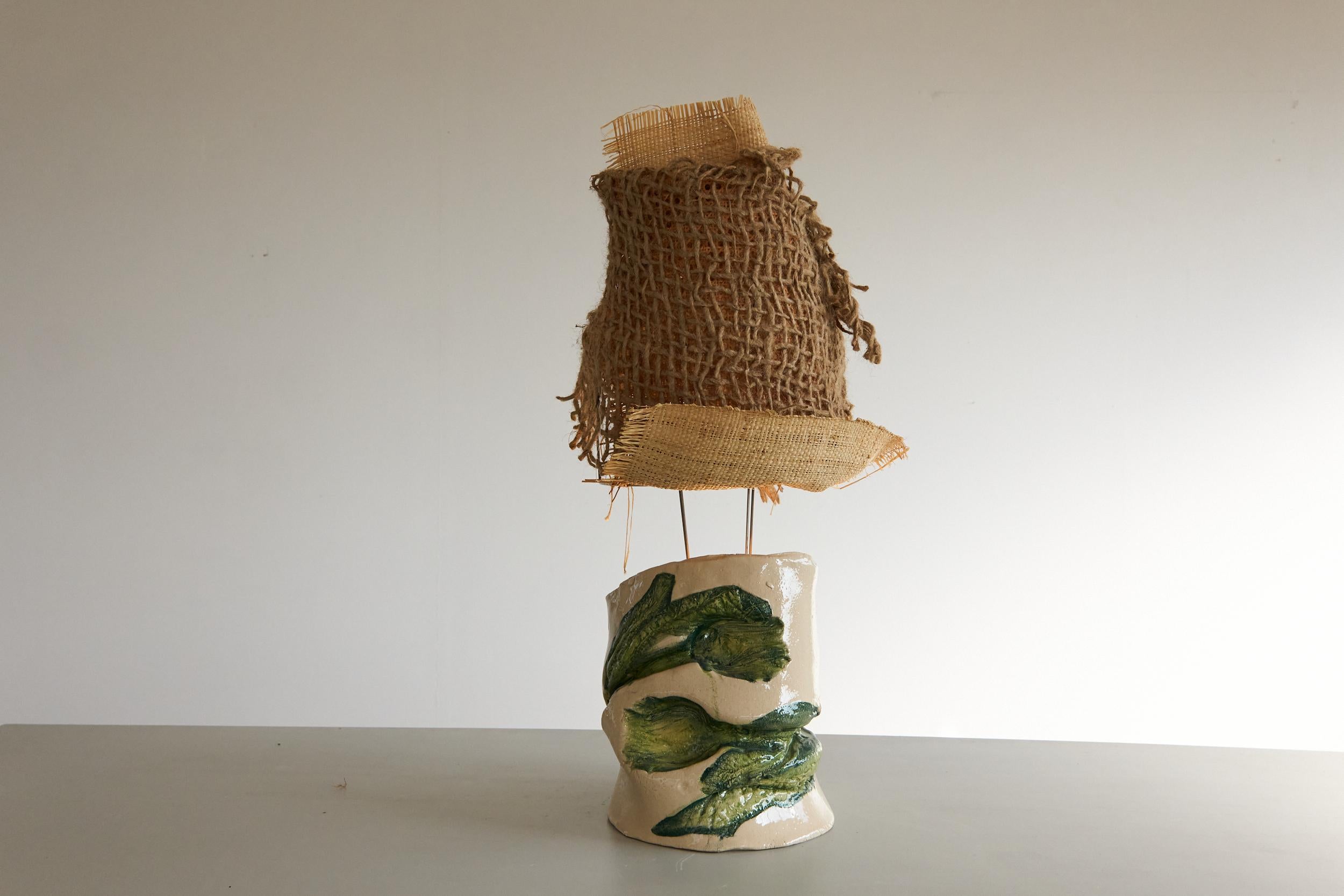 Große Kale vegetable Fossil-Lampe, natürlich, handgefertigt, innen oder außen (Italienisch) im Angebot