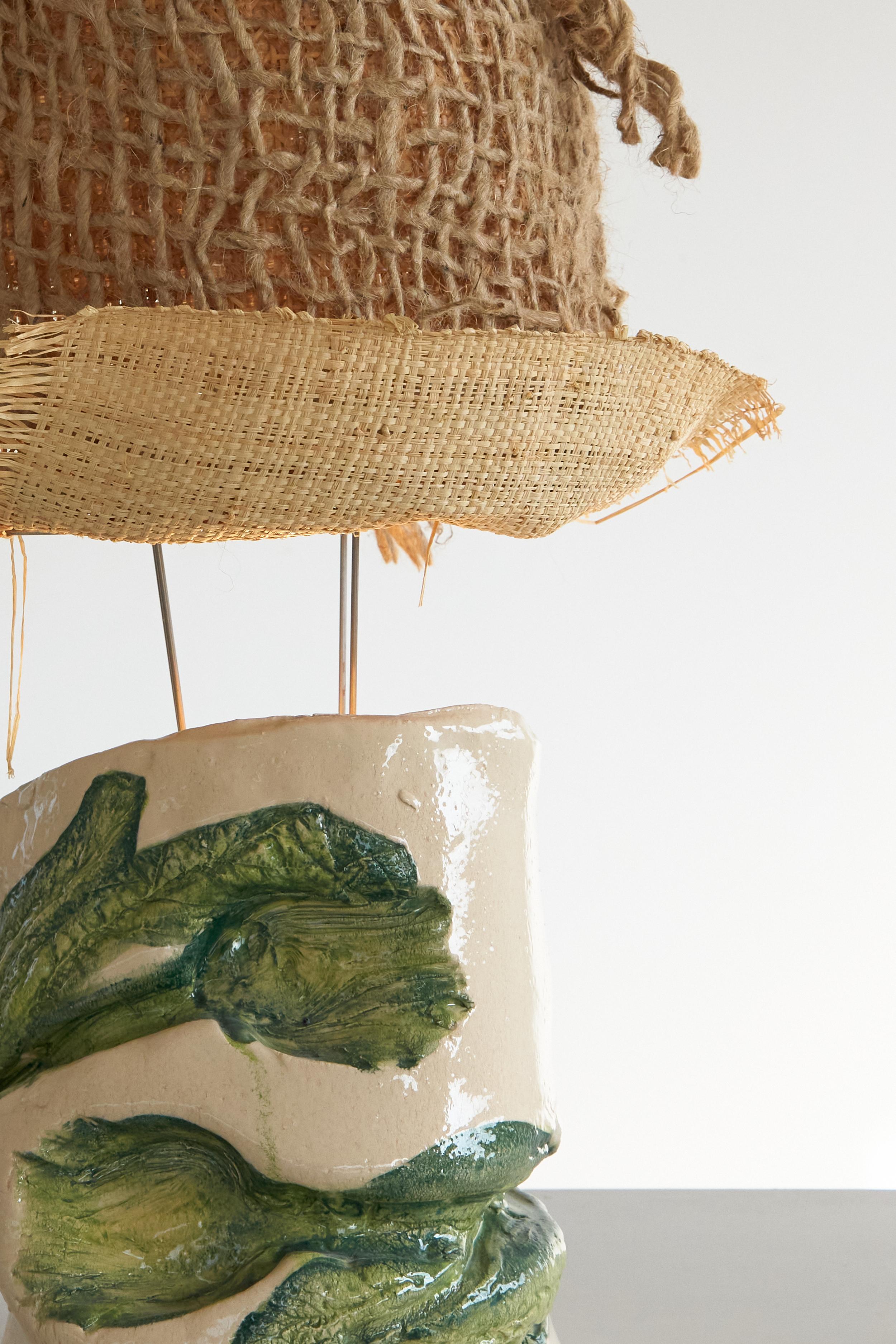 Große Kale vegetable Fossil-Lampe, natürlich, handgefertigt, innen oder außen (Handgefertigt) im Angebot