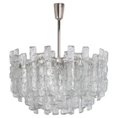 Large Kalmar Chandelier 'Soria', Ice Glass, Germany, 1970