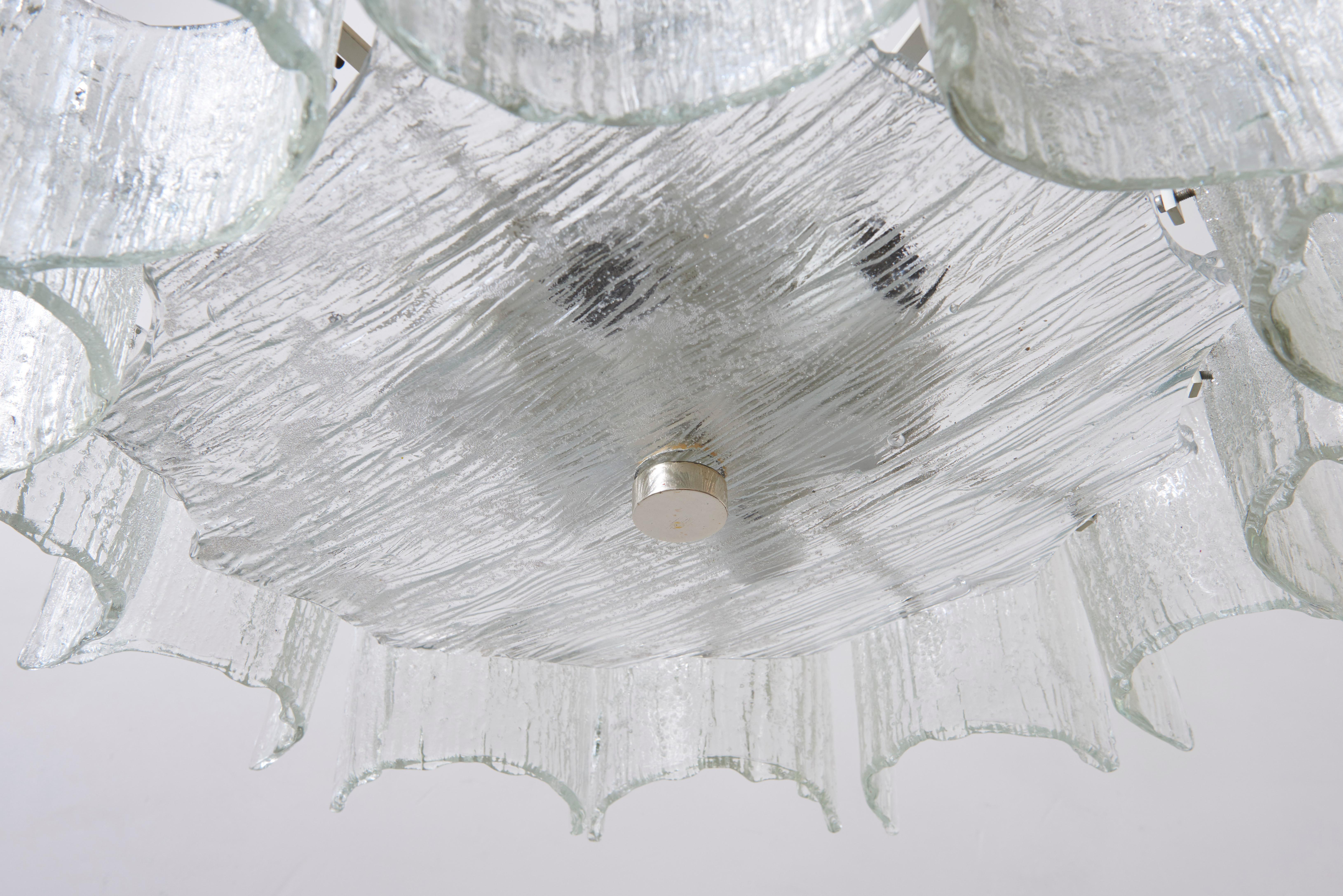 Murano Glass Mid-Century Modern Large Kalmar Clear Iced Glass Chandelier, 1960s