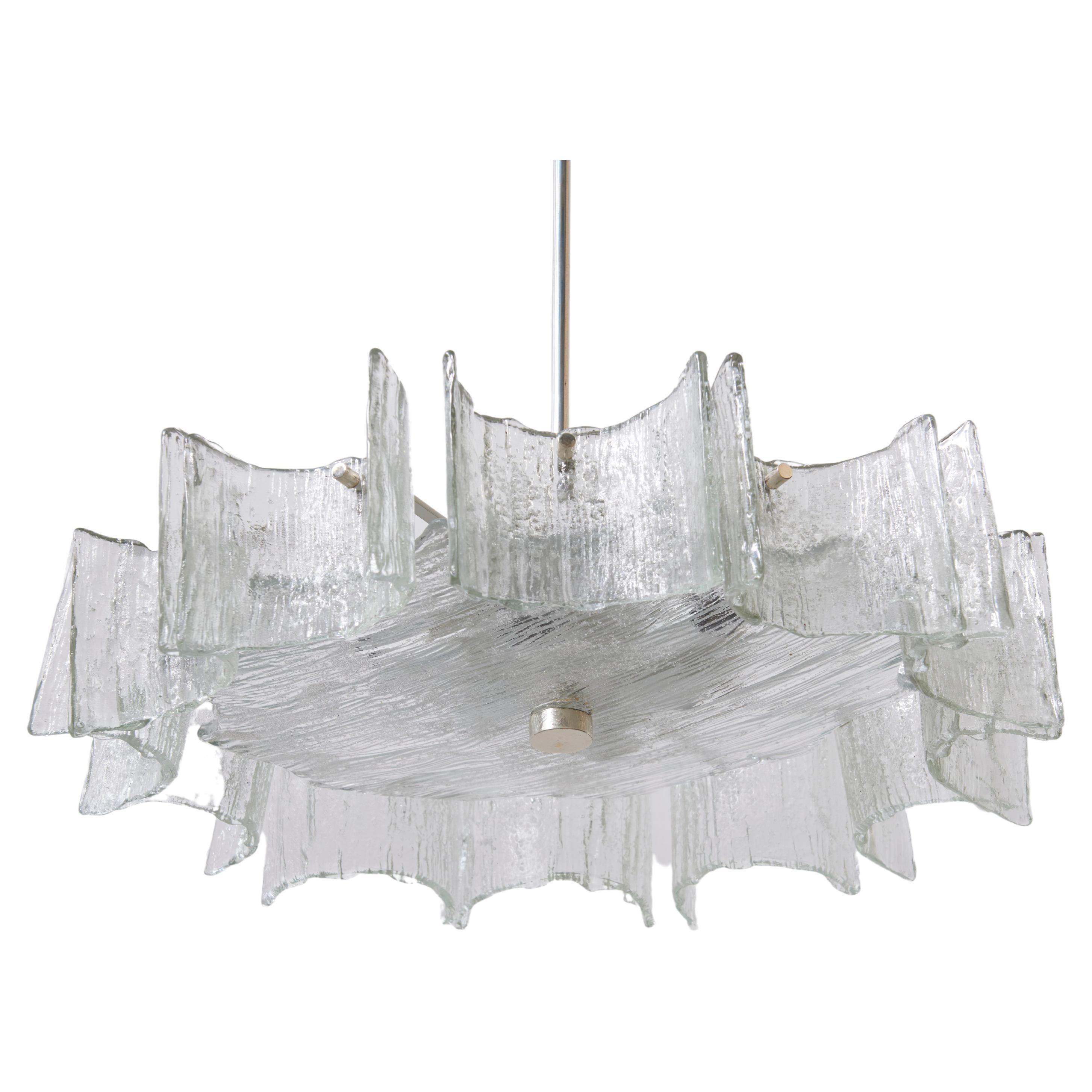 Large Italian clear glass cylinder 'Claridge's' Chandelier For Sale at