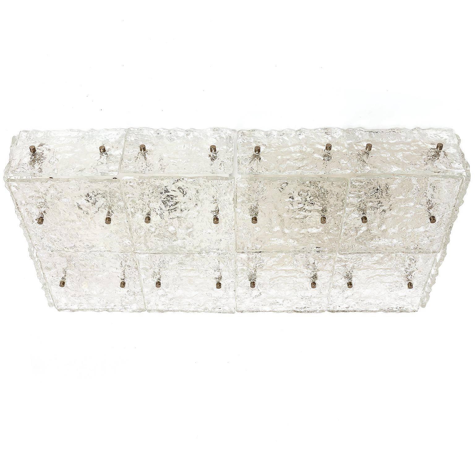 Mid-Century Modern Large Kalmar 'Dachstein' Glass Flush Mount Light or Sconce, 1970