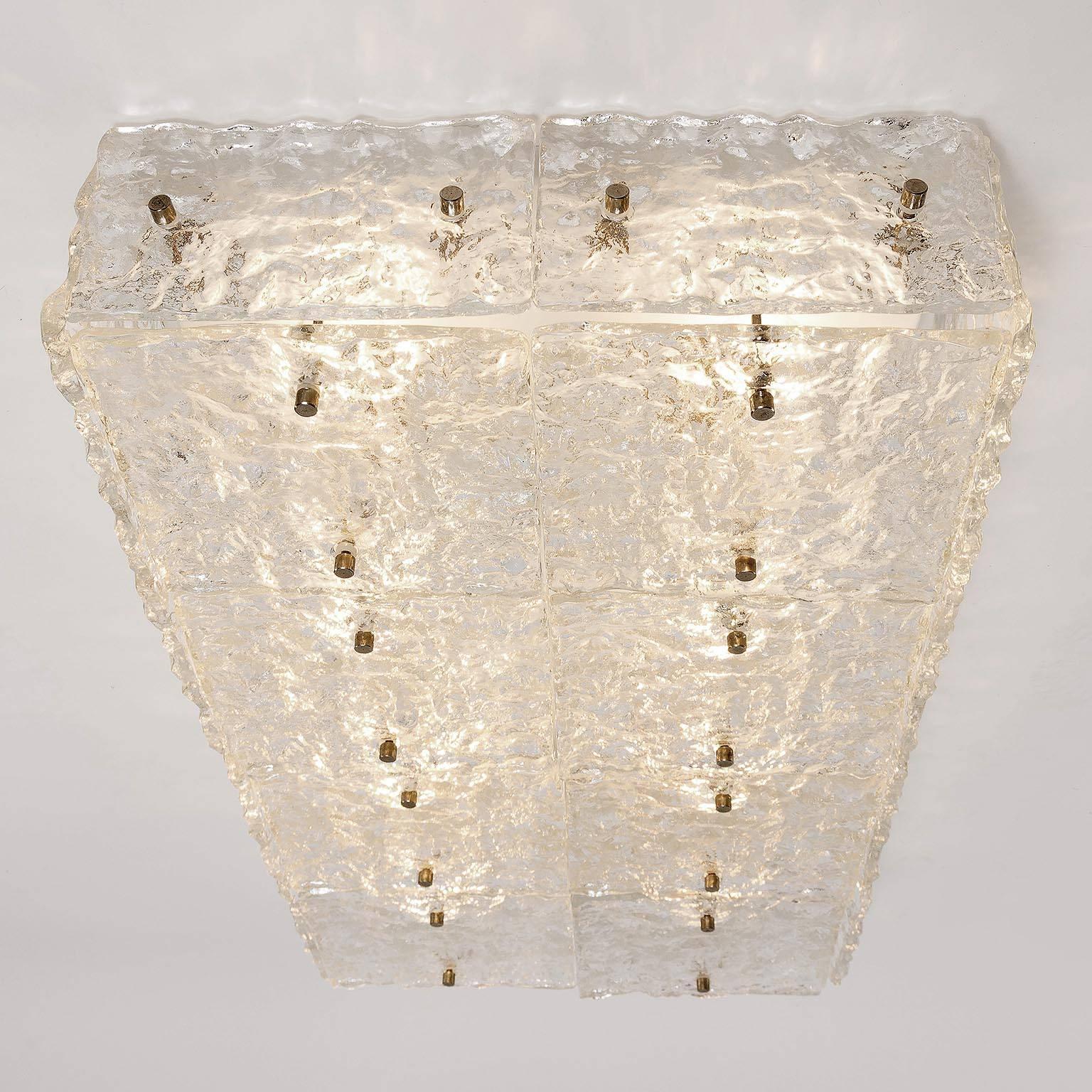 Large Kalmar 'Dachstein' Glass Flush Mount Light or Sconce, 1970 In Excellent Condition In Hausmannstätten, AT