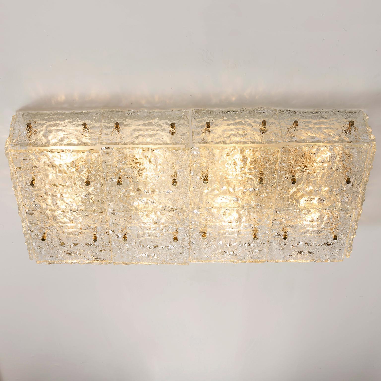 Large Kalmar 'Dachstein' Glass Flush Mount Light or Sconce, 1970 In Good Condition In Hausmannstätten, AT