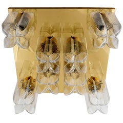 Grande applique ou lampe à poser ou suspendre Kalmar, verre et laiton, 1970