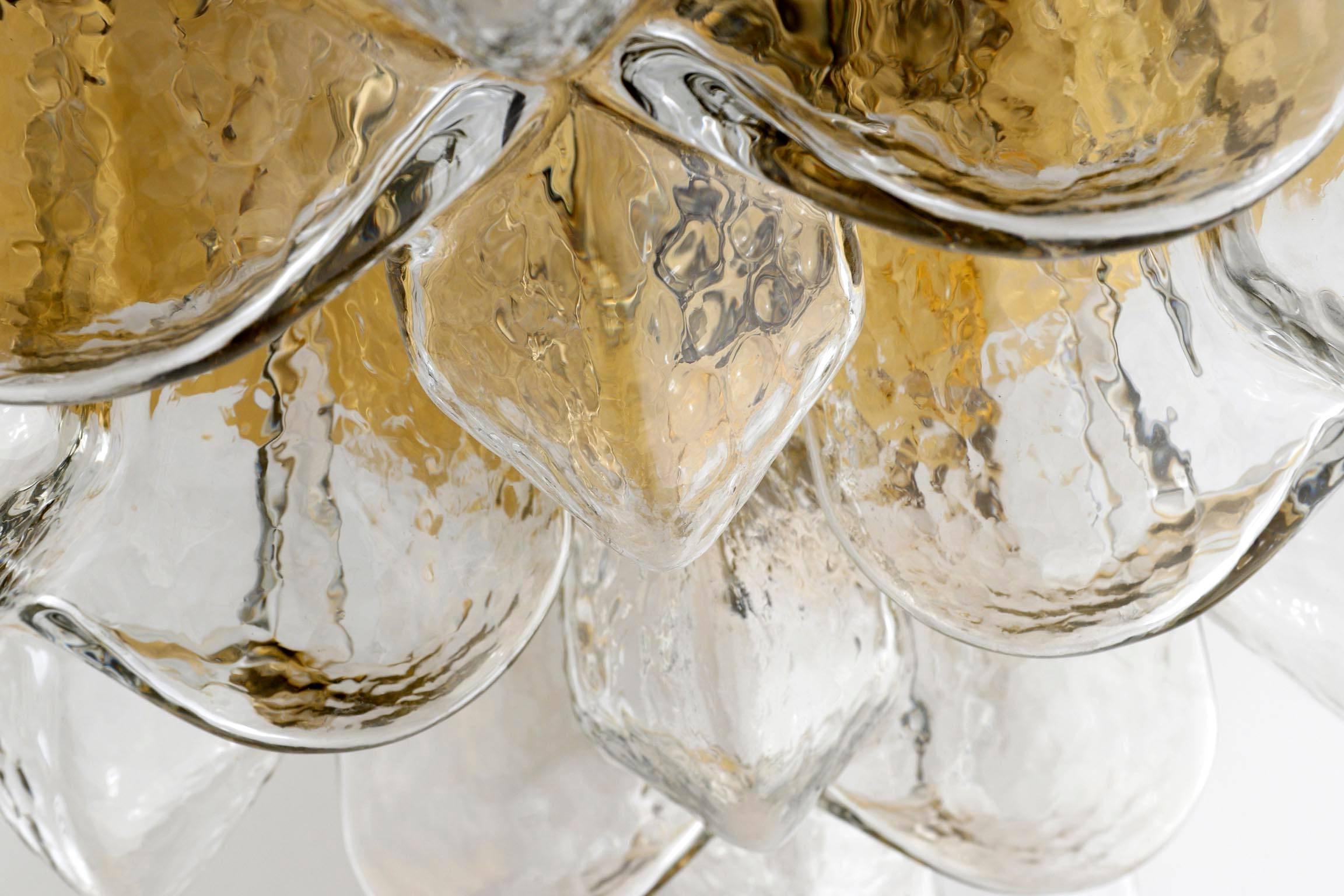 Large Kalmar Flush Mount Light or Sconce, Brass Glass, 1970 2