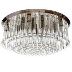 Large Kalmar Glass Flush Mount Light Fixture 'Drops', 1970s