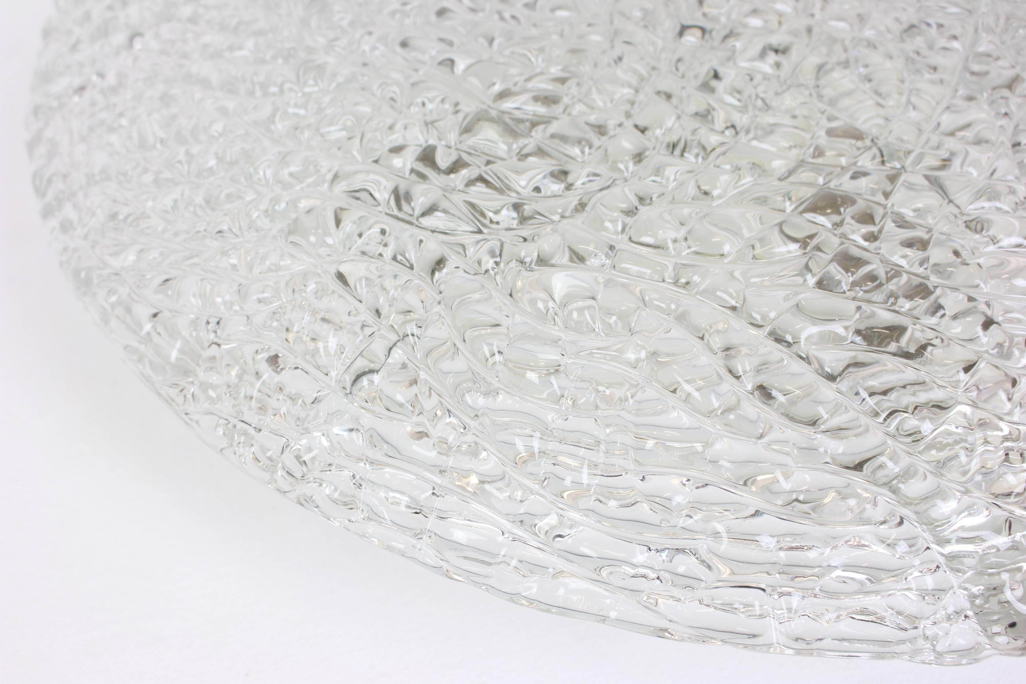 Large Kalmar Ice Glass Flushmount, Austria, 1960s For Sale 2