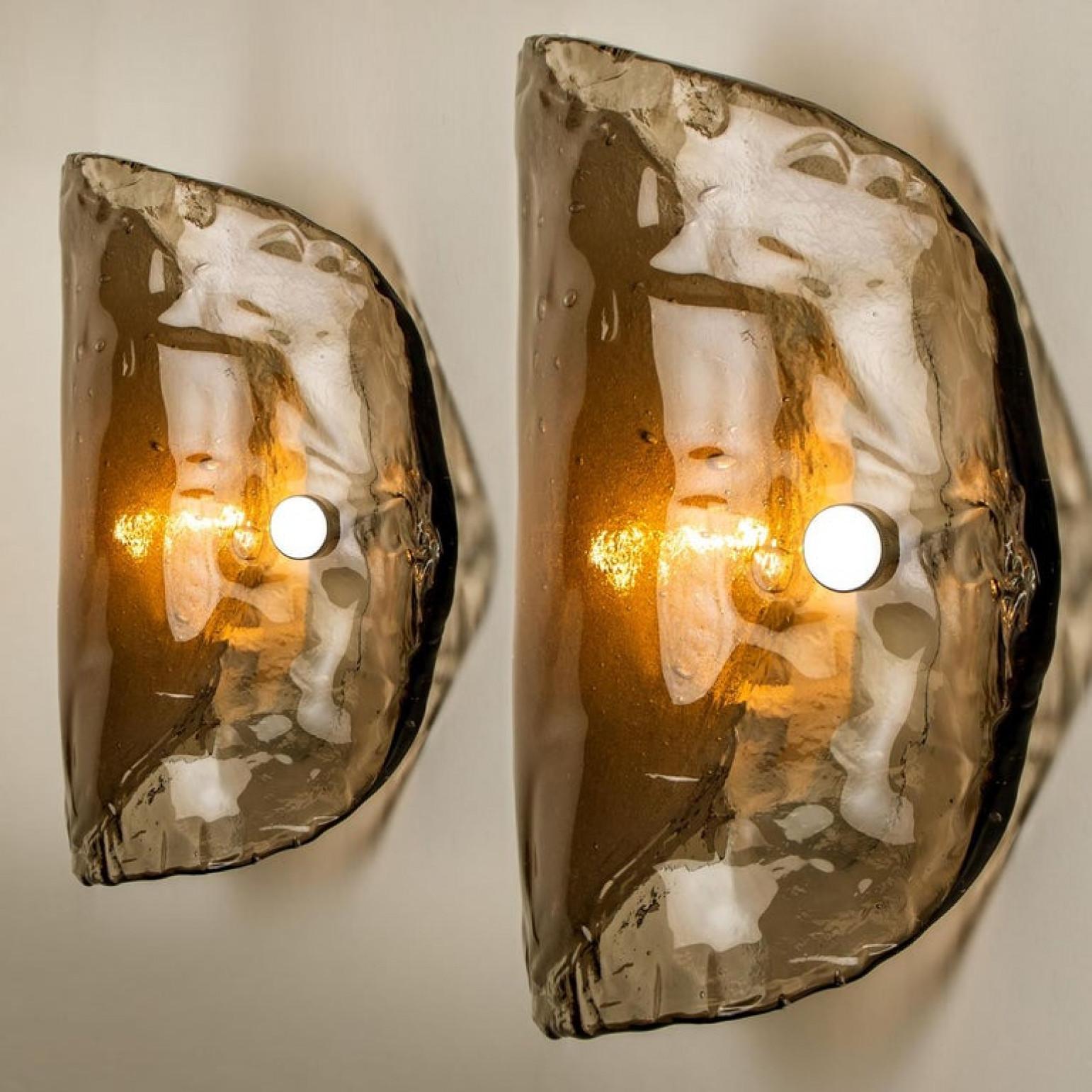 Large Kalmar Murano Smoke Glass Sconces or Wall Lights, 1970s For Sale 3