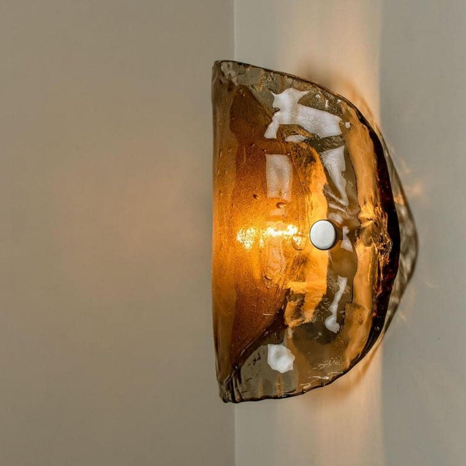 Große Kalmar Murano-Rauchglas-Wandleuchten oder Wandleuchten, 1970er Jahre im Angebot 5