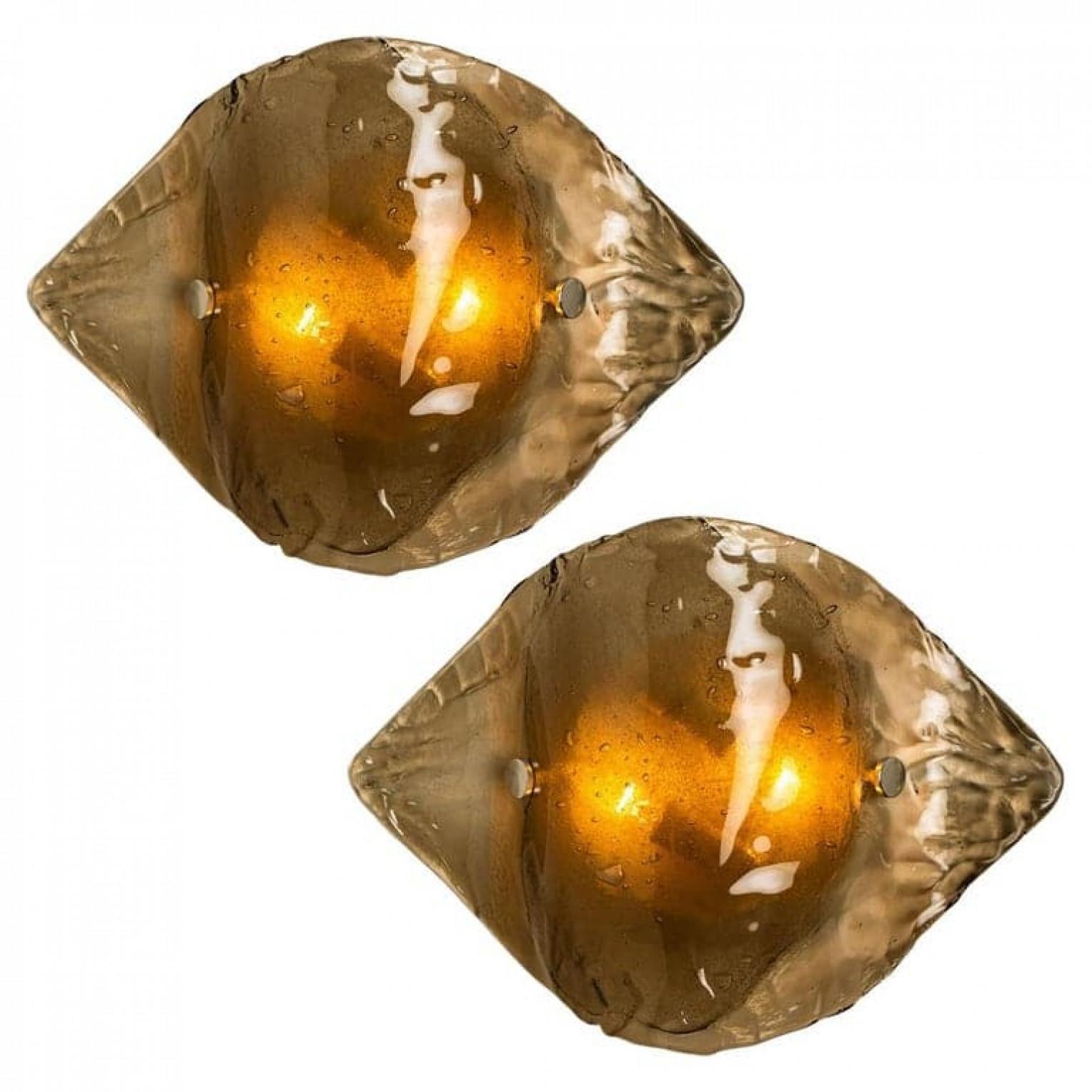 Große Kalmar Murano-Rauchglas-Wandleuchten oder Wandleuchten, 1970er Jahre im Angebot 9