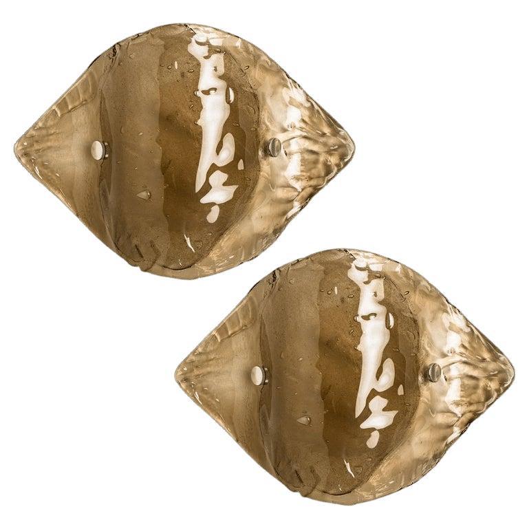Large Kalmar Murano Smoke Glass Sconces or Wall Lights, 1970s