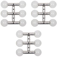 Large Kalmar Sconce Flush Mount Lights 'RS 6 WA' Glass Aluminum 1970, 1 of 3