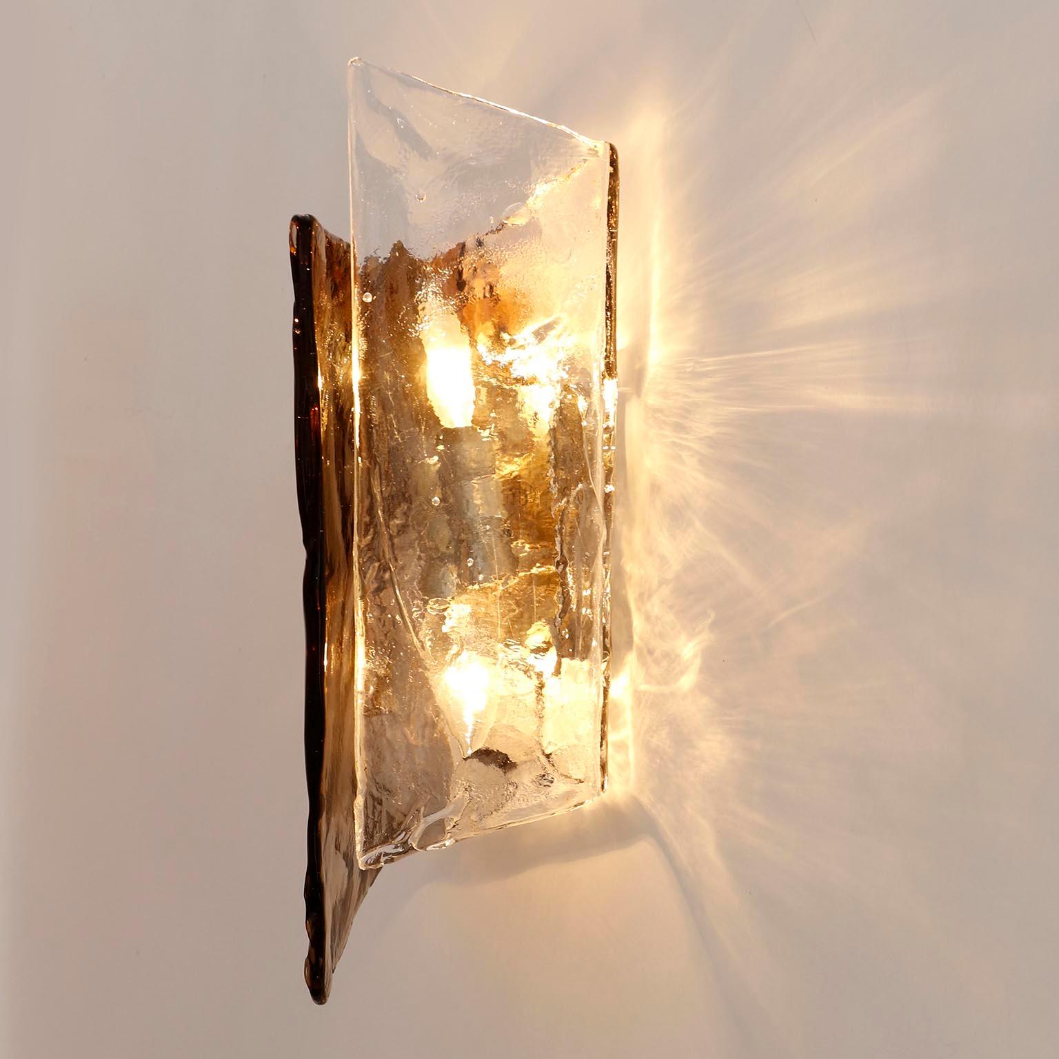Large Kalmar Sconces, Smoked and Clear Glass, Nickel, 1970 3