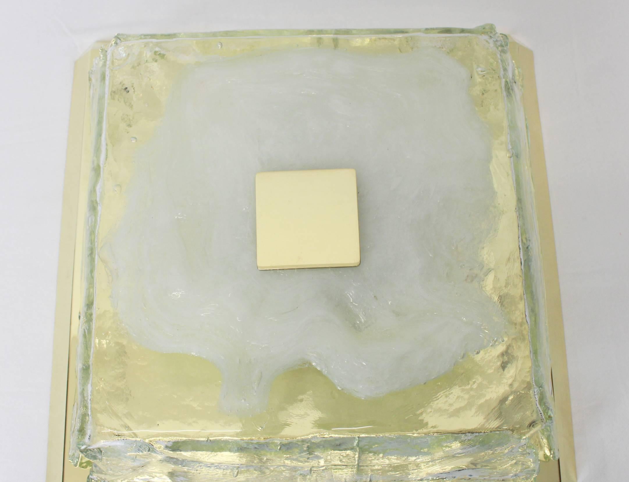 German Large Kalmar Square Flushmount Murano Organic Glass, Austria, 1960s For Sale