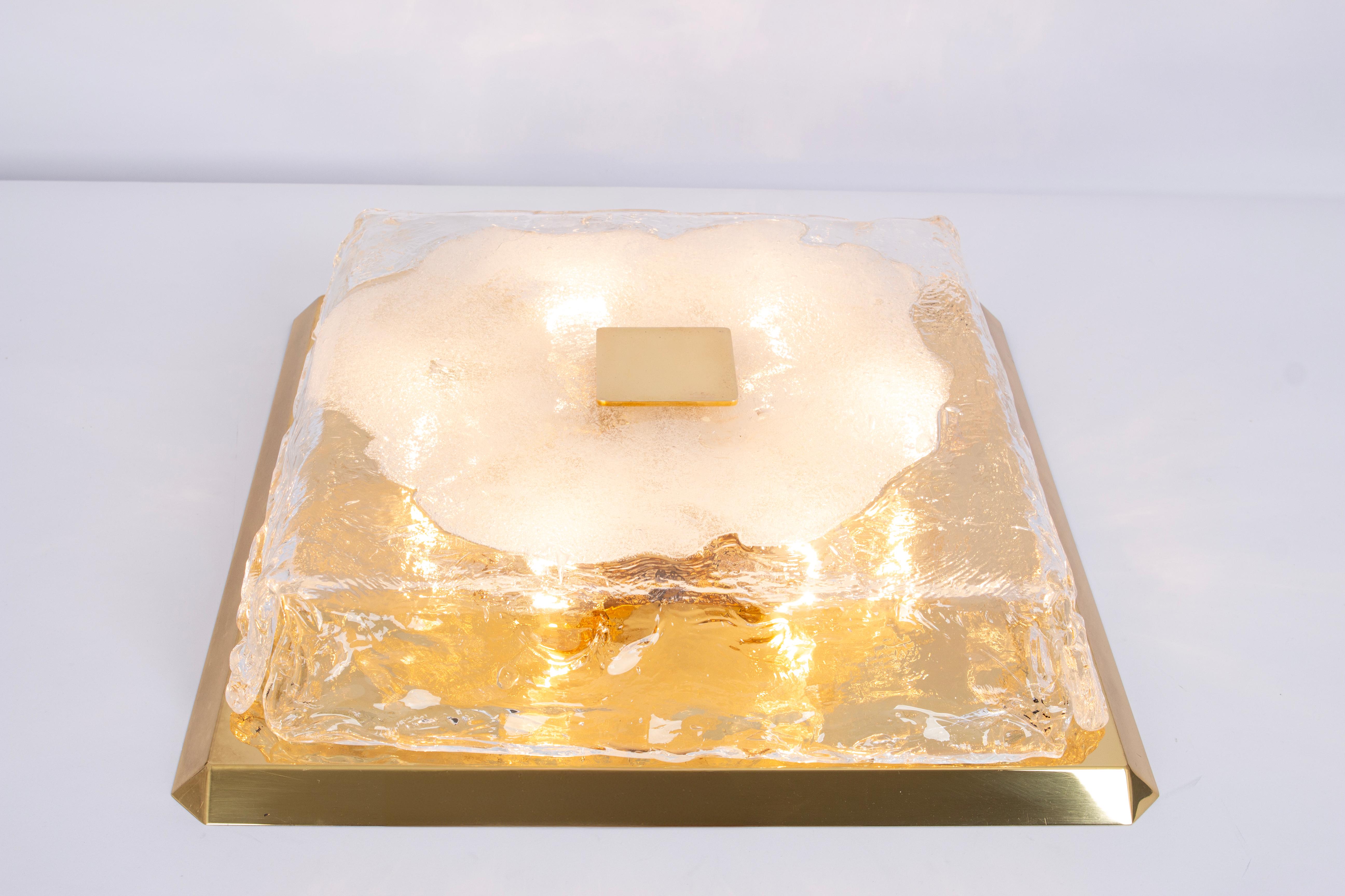 German 1 of 2 Large Kalmar Square Flushmount Murano Organic Glass, Austria, 1960s For Sale