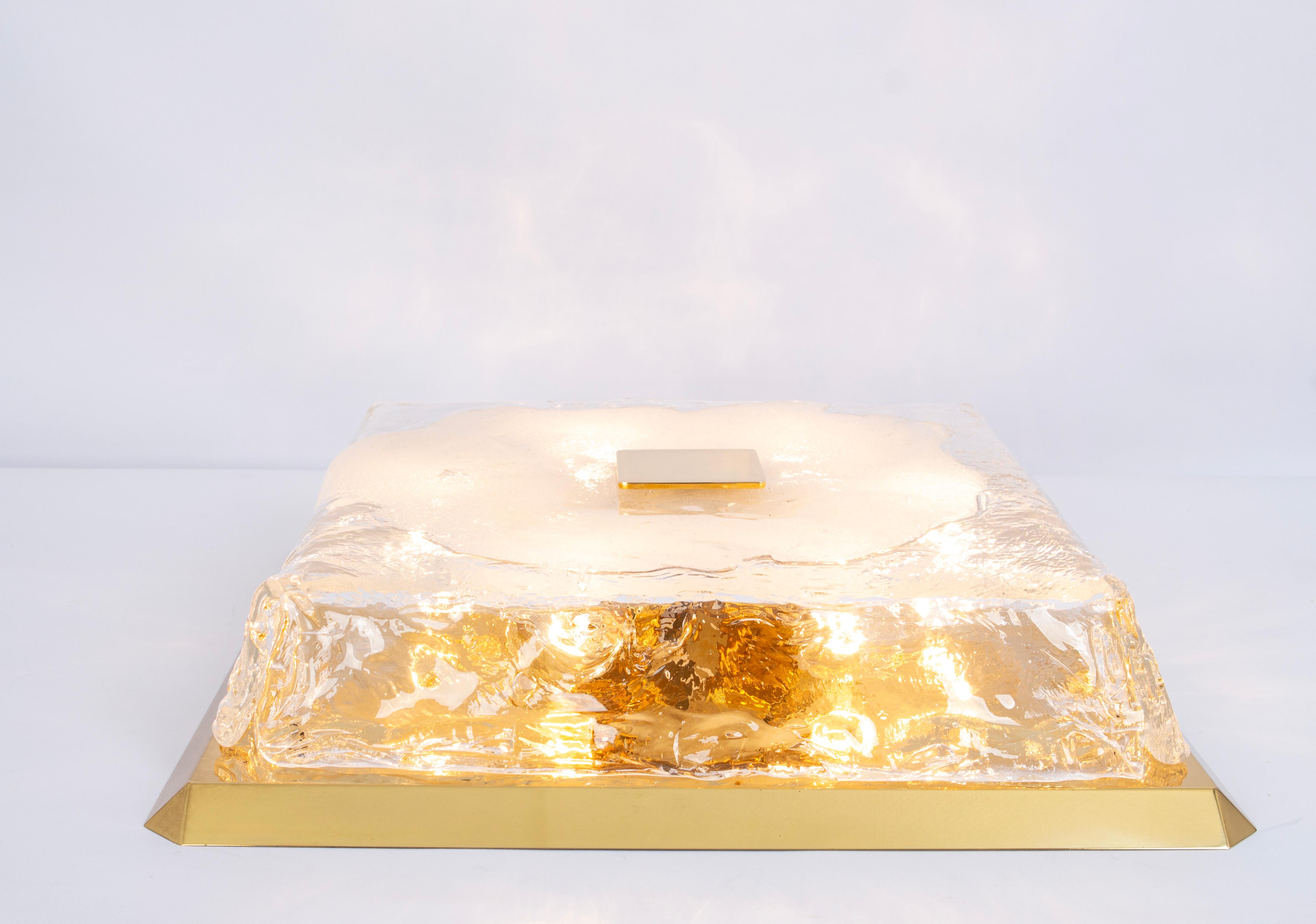Mid-20th Century 1 of 2 Large Kalmar Square Flushmount Murano Organic Glass, Austria, 1960s For Sale