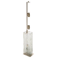 Grande lampada da tavolo Kalmar 'Frankenberg', supporto in vetro illuminato, paralume beige, 1970