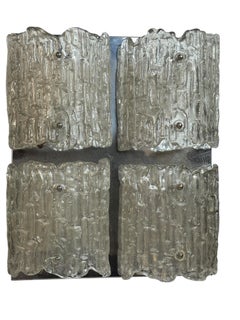 Großer Kalmar Wandleuchter aus strukturiertem Eisglas, Österreich, 1960er Jahre