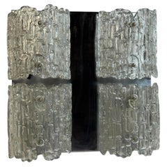 Large Kalmar Textured Ice Glass Sconce, Austria, 1960s