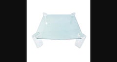 Large Karl Springer Lucite Leg Coffee Table, Glass, 1980s