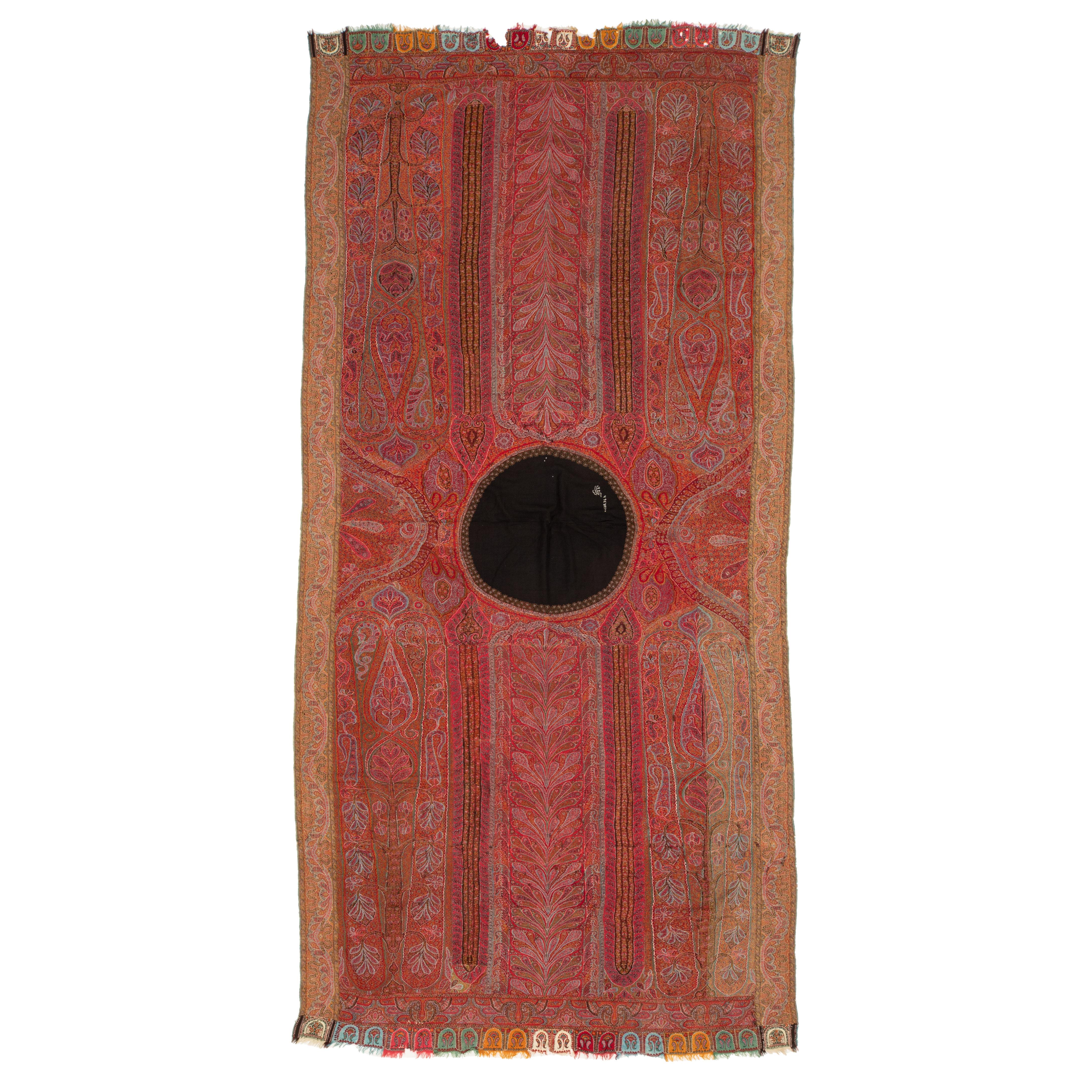 This is a rather large piece with rather good condition. It is pure wool from the mid 19th C. Kashmir, India.
