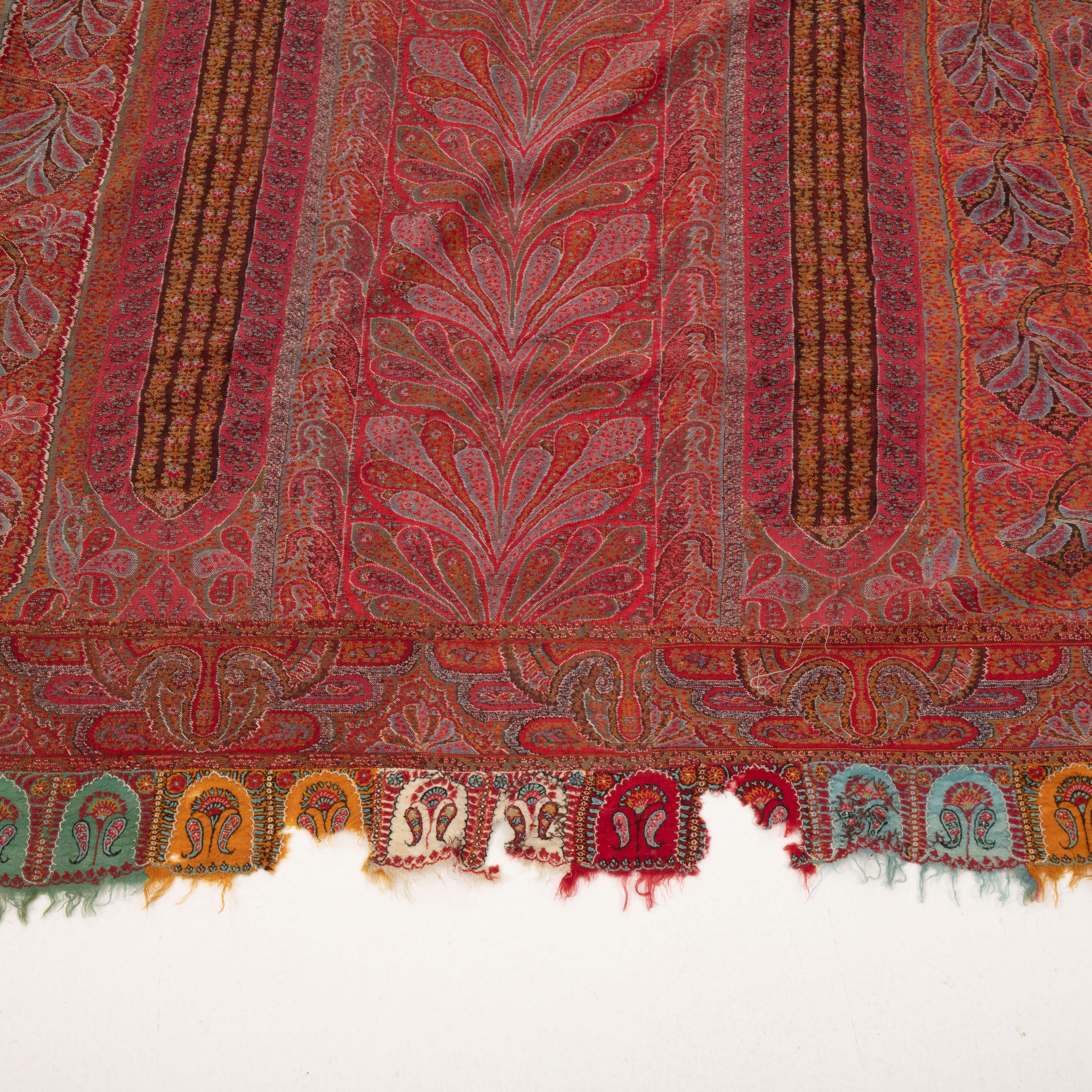 Hand-Woven Large Kashmir Shawl, India, 19th C For Sale