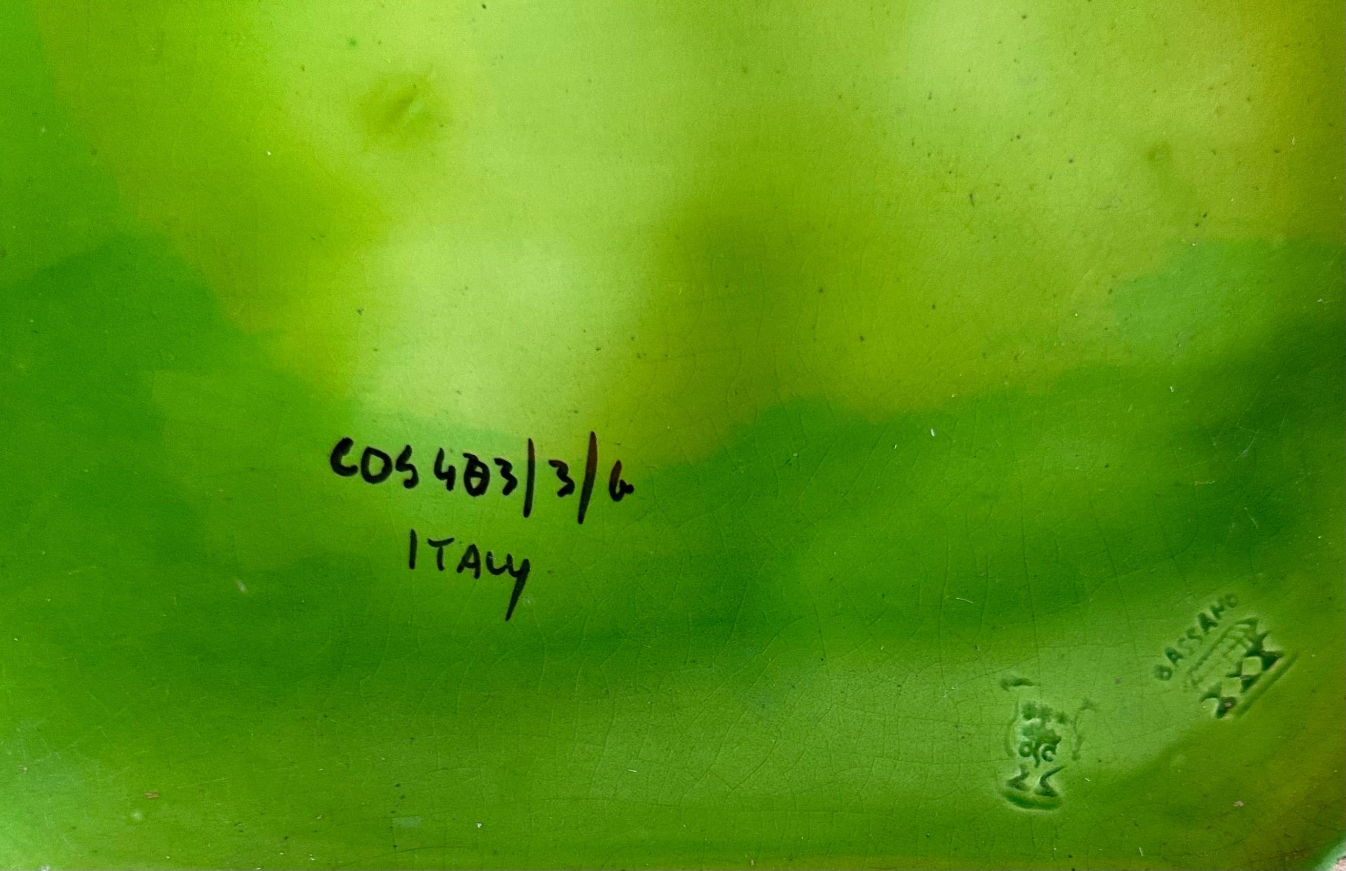 Großes grünes Kelly-Pflanzgefäß aus Keramik von Bassano, Italien im Angebot 3