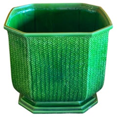 Large Kelly Green Ceramic Planter by Bassano of Italy