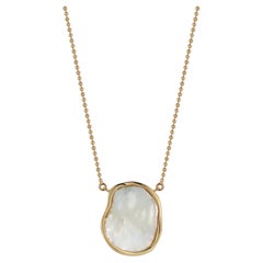 Large Keshi Pearl Necklace 14 karat yellow gold with diamond cut chain