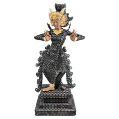 Large Ketut Puja Balinese Kepeng Coin Dancer Sculpture, Mas, Bali, 1997