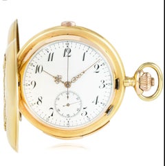 Large Keyless Lever Minute Repeater Chronograph Full Hunter Pocket Watch C1890