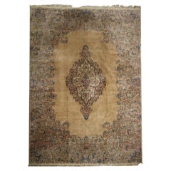 Large Khaki Brown Antique Rug Handwoven Oriental Floral Living Room Rug