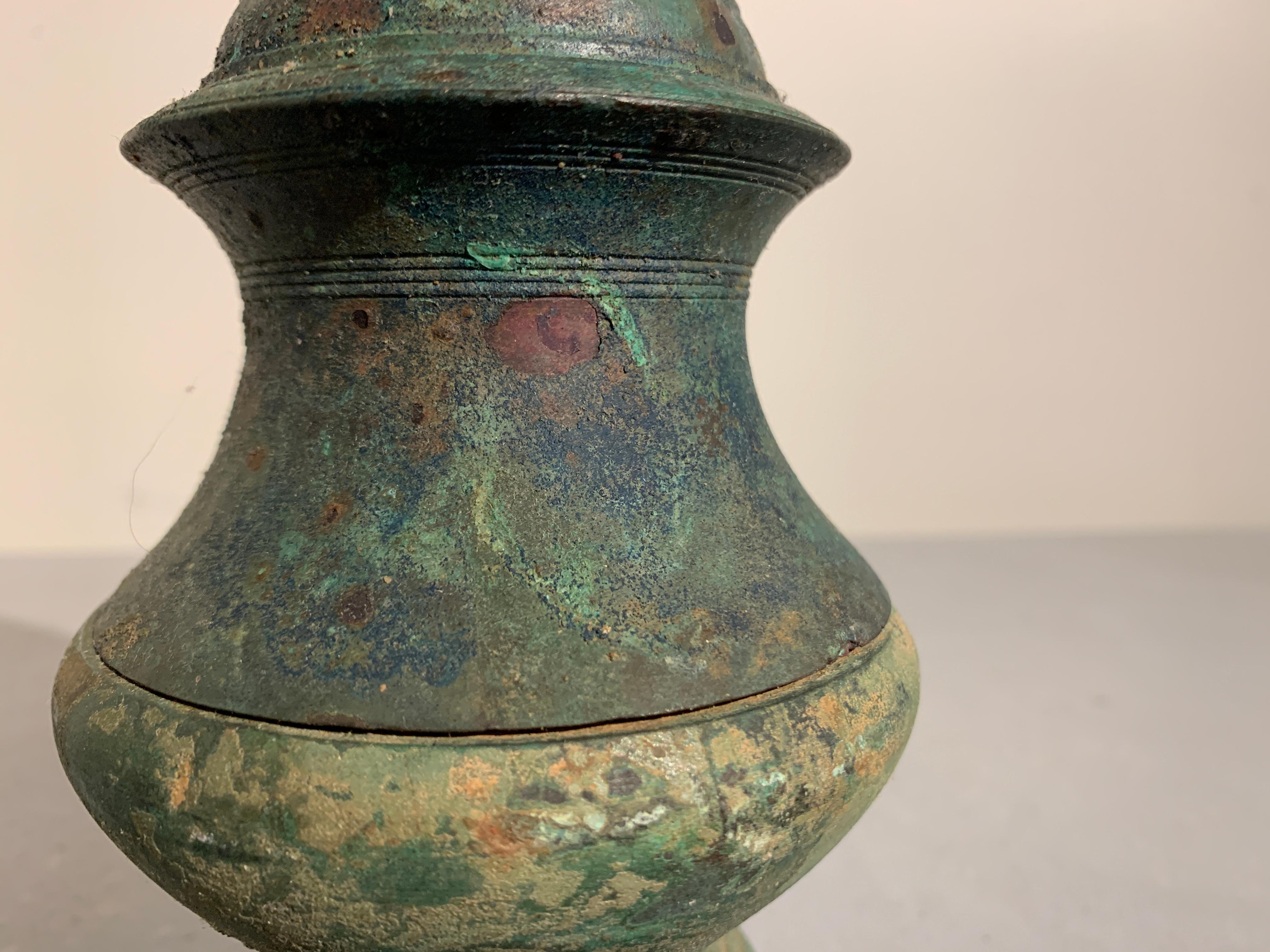 Large Khmer Bronze Stupa-Form Lime Pot, Angkor Period, 12th-14th Century 1
