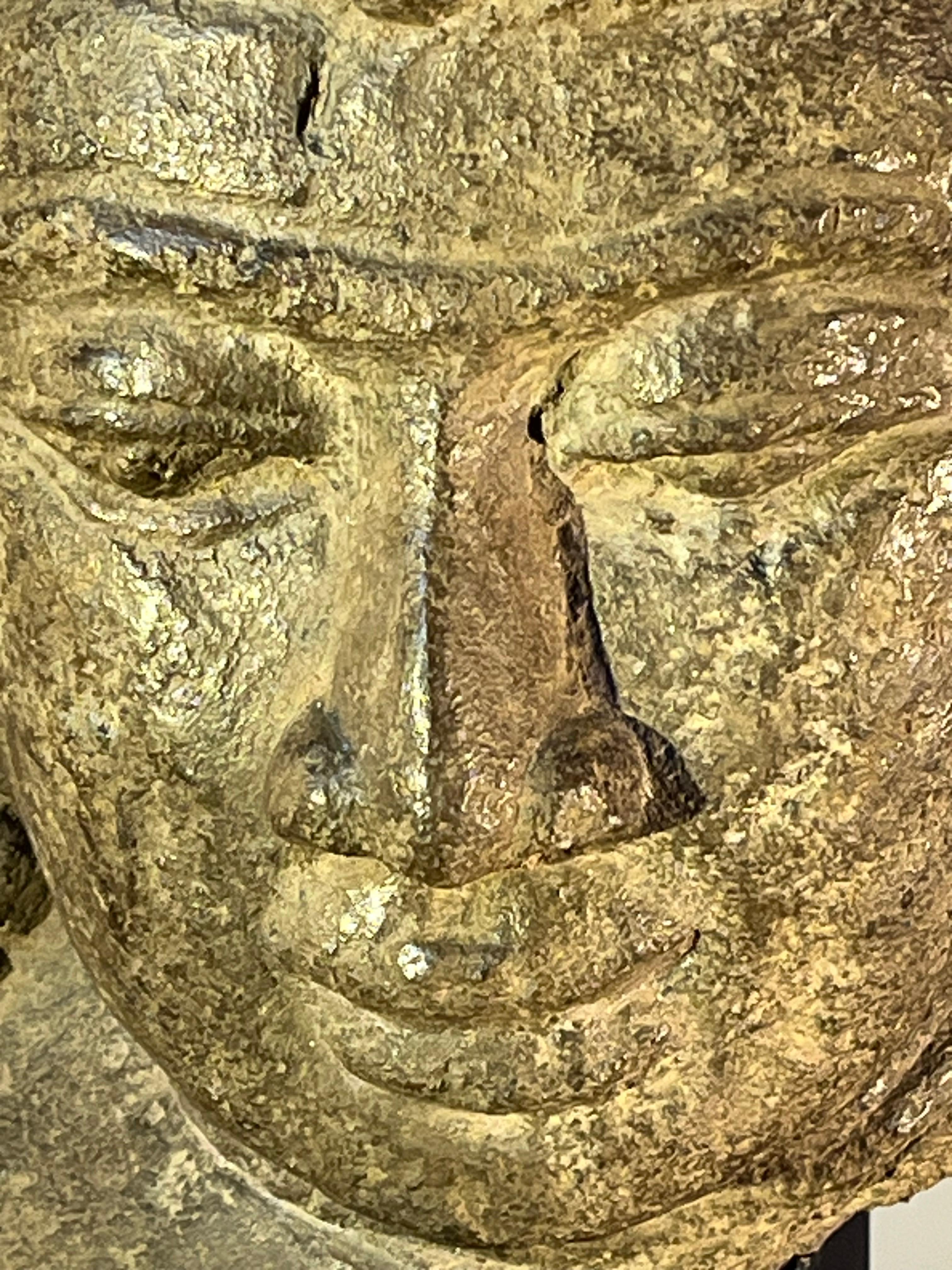 Large Khmer Buddha Head In Stone, Angkor Period 4
