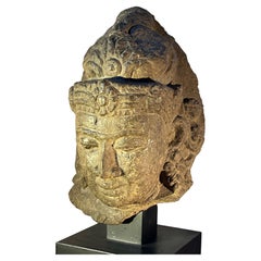 Large Khmer Buddha Head In Stone, Angkor Period
