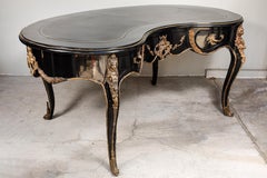 Large Kidney Shape black Lacquered French Desk
