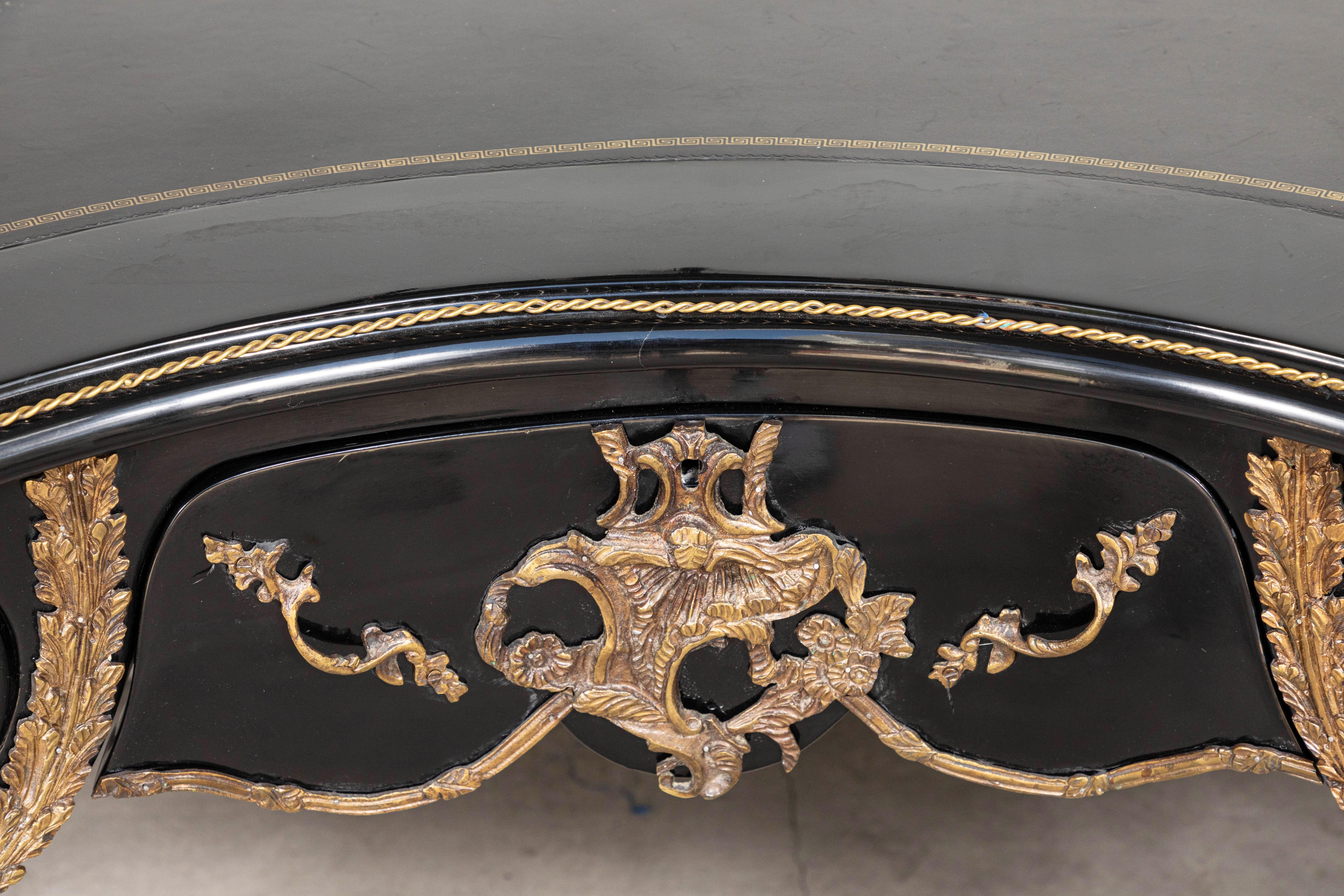 Large Kidney Shape black Lacquered French Desk 2