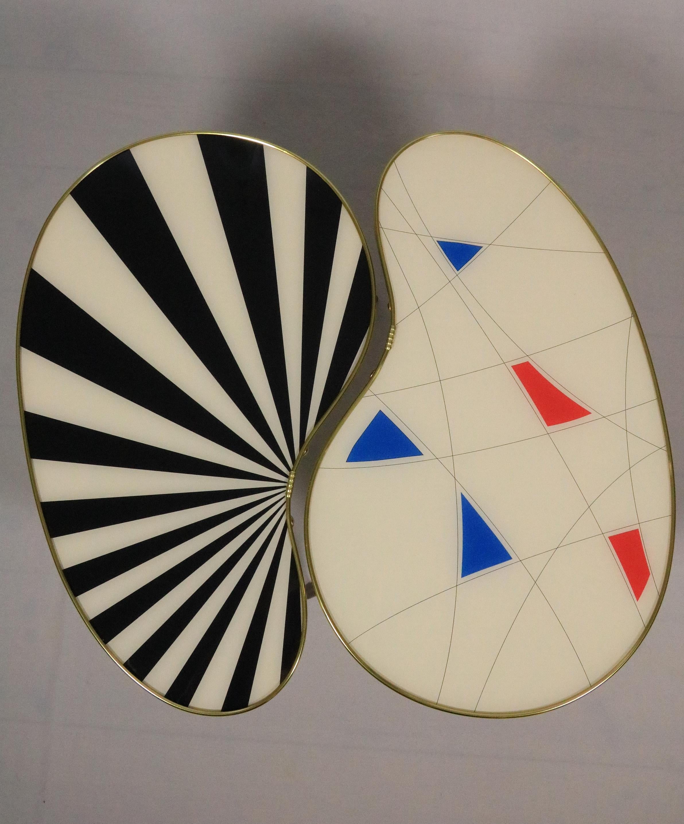 Large Kidney Shaped Side Table, vintage 50s inspired, Geometric Pattern For Sale 3