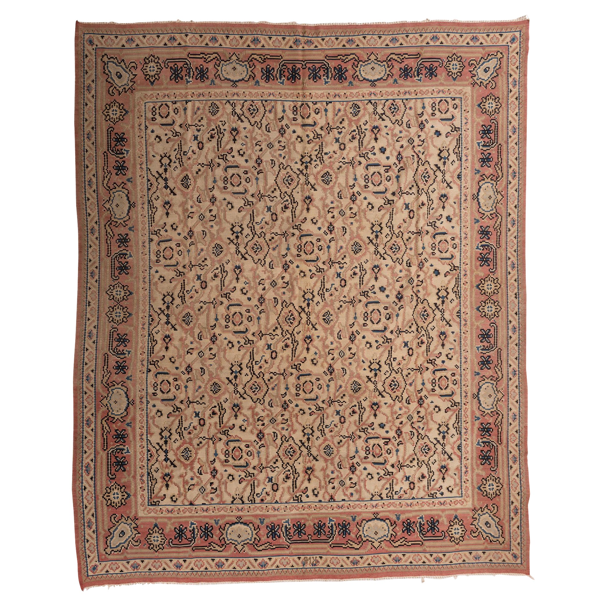 Grand Kilim d'Assarabia aux couleurs pâles