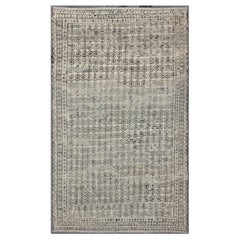 Large Kilim Rug in Shades of Gray, Silver, Silver Blue and Charcoal