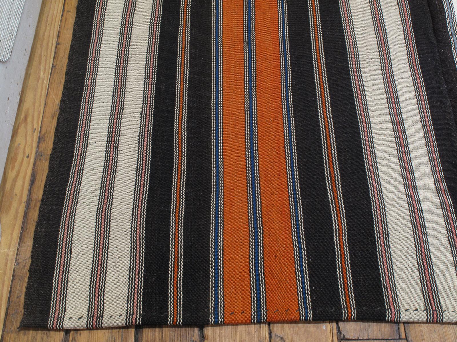 Goat Hair Large Kilim with Vertical Stripes 'DK-114-54' For Sale