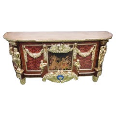 Large King Louis Figural Floral Ormolu Style Hand Carved Side Table